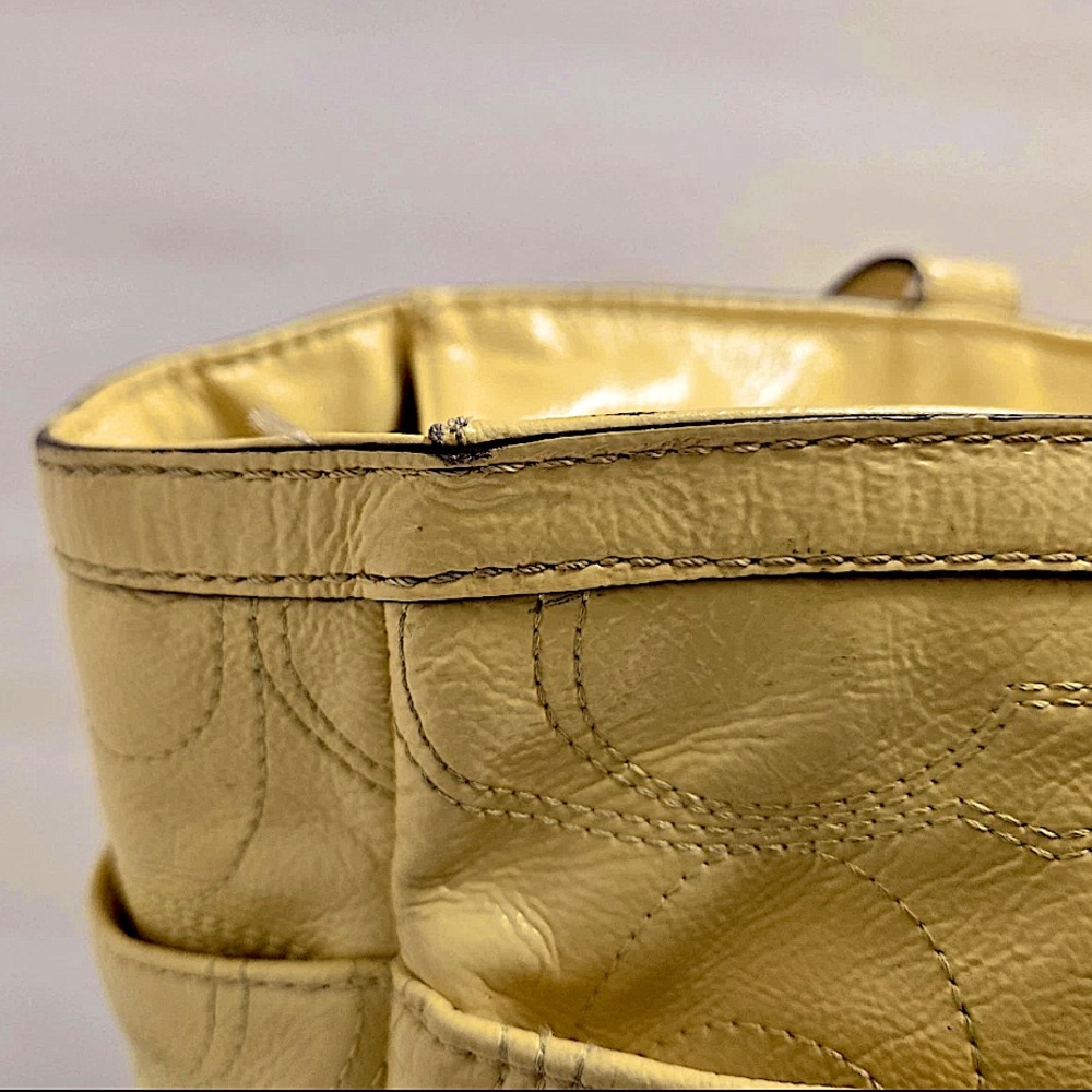 Coach Mustard Yellow Embossed Poly leather Tote,  with lots of life, discounted - Picture 15 of 16